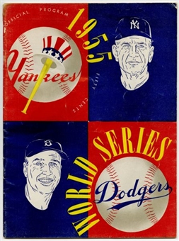 1955 Brooklyn Dodgers Collection of (3) With Yearbook, World Series Ticket and Program
